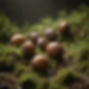 The Natural Aesthetics of Acorns A close-up of acorns on a bed of moss, highlighting their natural beauty and texture.