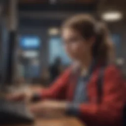 Illustration of young individuals engaging with banking technology