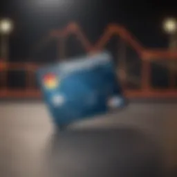 Credit card with a rising graph indicating improved credit score