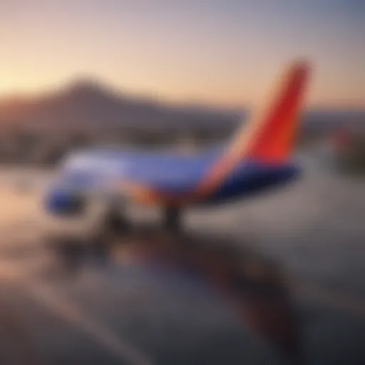 Illustration of Southwest Airlines logo with a background of an aircraft.