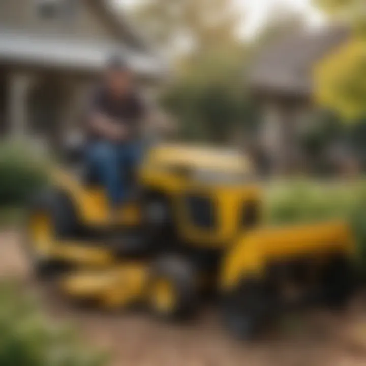 Happy gardener using a Cub Cadet tiller