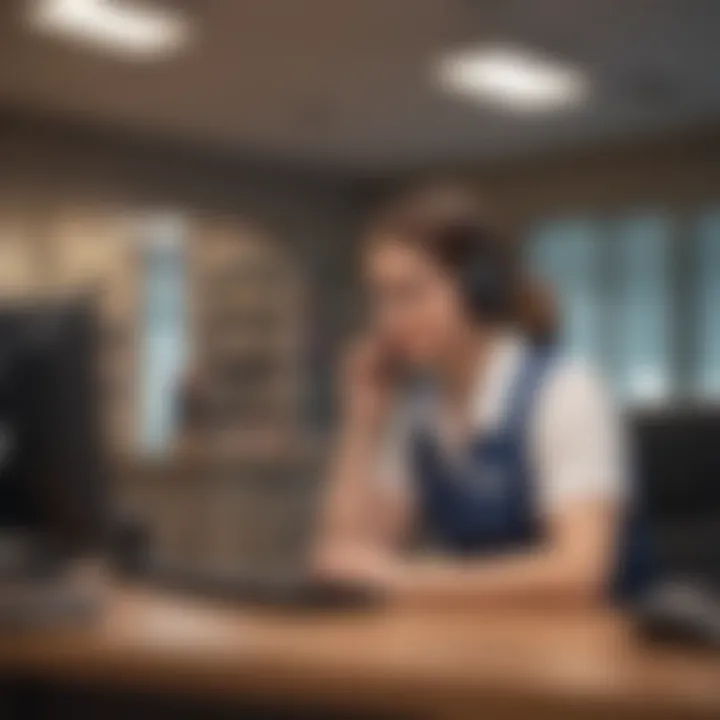 Customer service representative assisting a client