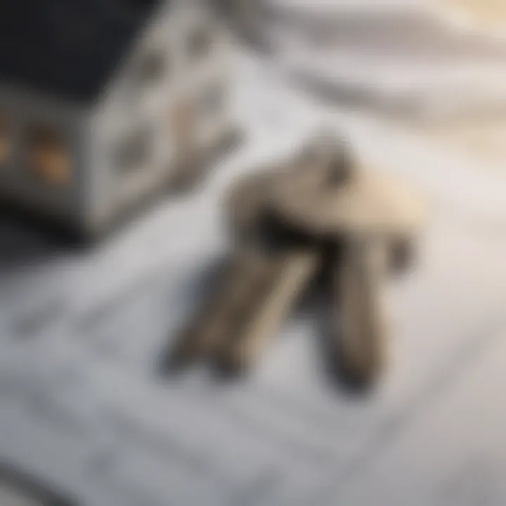 Two keys resting on a home blueprint, representing homeownership.