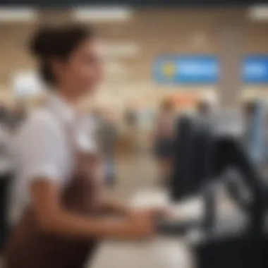 Customer interacting with Walmart cashier