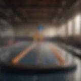 A vibrant air track set up in a gym environment showcasing different features.