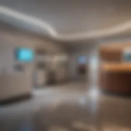 Modern bank interior showcasing customer service area