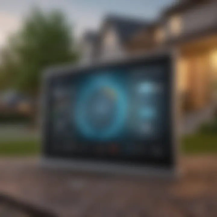 Digital display of mortgage interest rates and loan options.