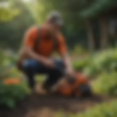 Professional Landscaper at Work A professional landscaper working on a vibrant garden project.