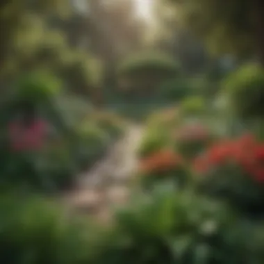 Lush Landscape Design A lush landscape design showcasing various plants and flowers.