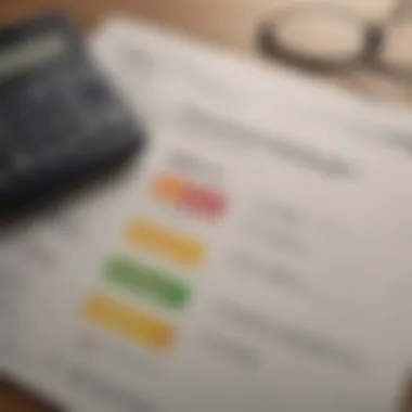 A close-up of a credit score report with a calculator