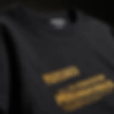 Close-up of the design attributes of Kirkland Black Crew Neck T-Shirt