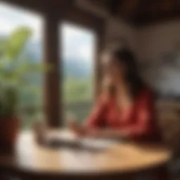 A traveler enjoying a scenic Airbnb stay