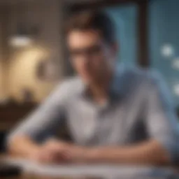 A self-employed professional analyzing financial documents