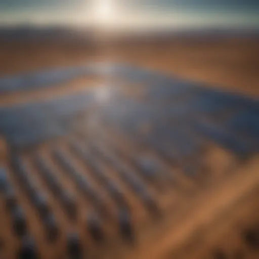 A modern solar farm showcasing renewable energy technology.