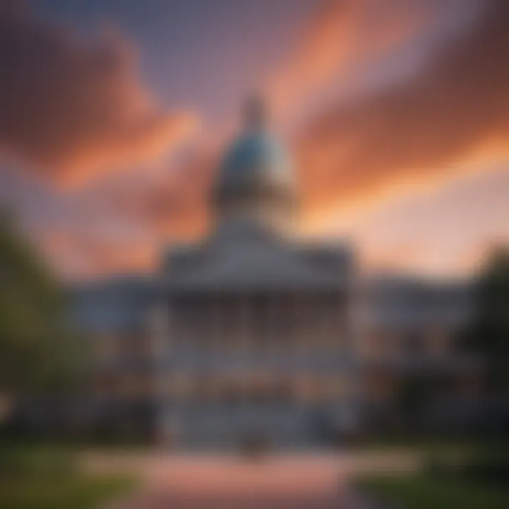 A scenic view of the South Carolina statehouse, symbolizing state support.