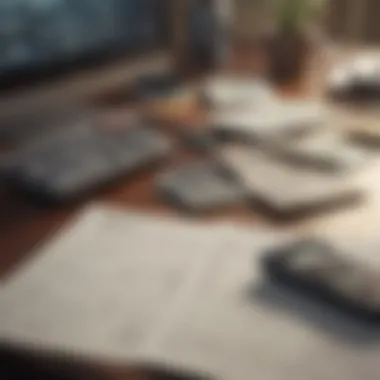 A calculator and financial documents on a desk
