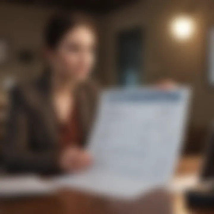 A person reviewing a credit report with a thoughtful expression