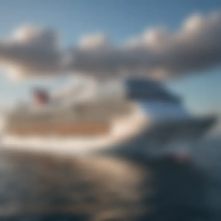 A modern Carnival Cruise ship sailing in calm waters, showcasing advanced design and technology.