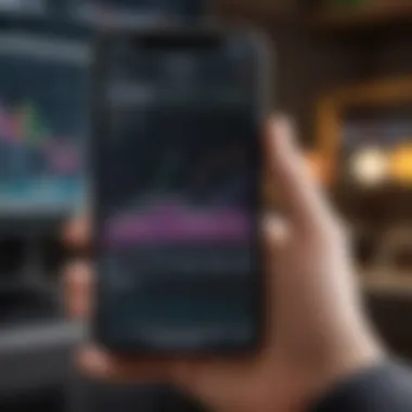 Detailed Stock Chart on iPhone A detailed stock chart displayed on an iPhone screen, showcasing market trends and analysis.