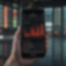 Smartphone displaying stock market app interface