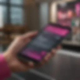 Overview of T-Mobile Money banking interface on a smartphone