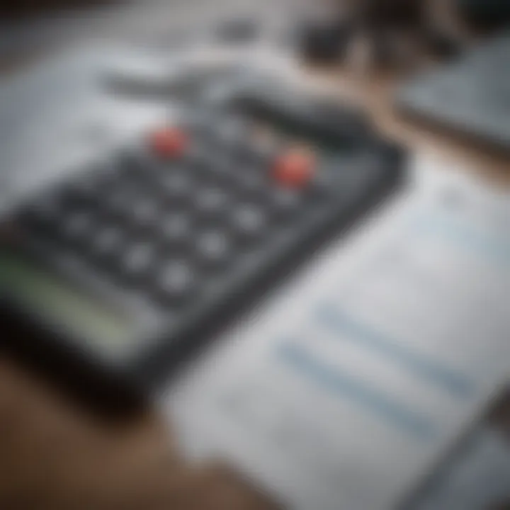 A calculator and financial documents representing budgeting