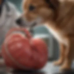 A canine undergoing heart examination with a veterinarian.