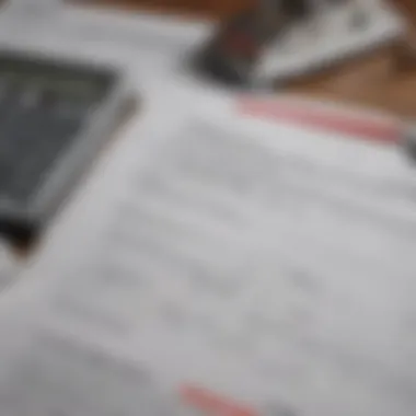 Home Insurance Policy and Calculator A close-up view of a home insurance policy document with a calculator.