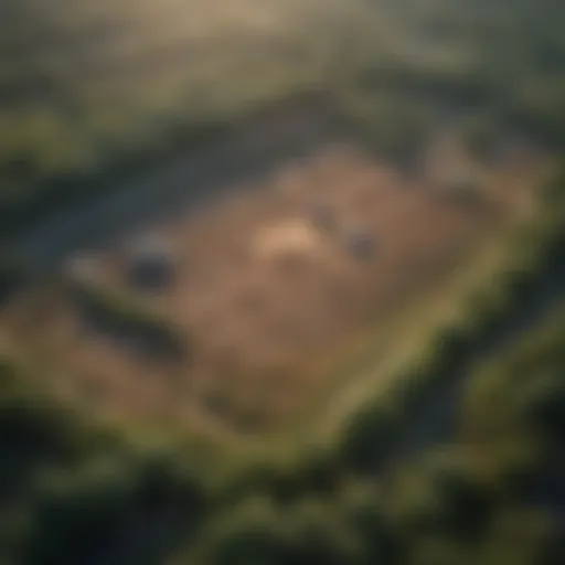 Aerial view of a vast land parcel under survey