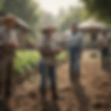 Community members engaging in sustainable farming practices.