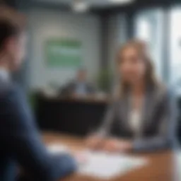 A professional loan specialist discussing options with a client in a modern office